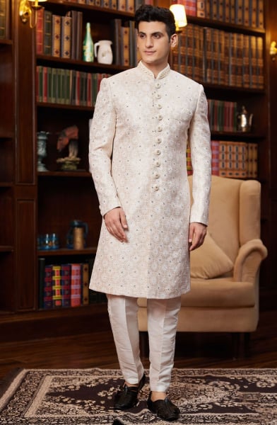 Beige Heavy Designer Sherwani for Wedding