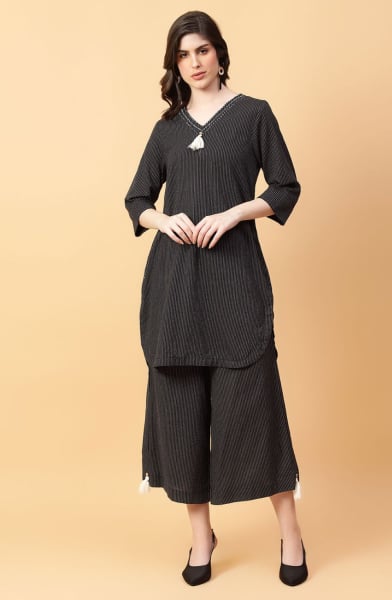 Black Cotton Printed Co-Ord Set
