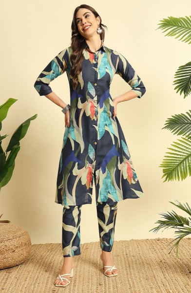 Black Digital Print Cotton Co-Ord Set