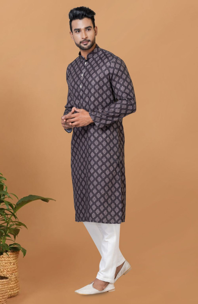 Black Digital Printed Kurta Set for Festival