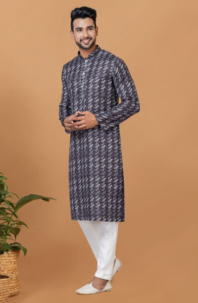 Black Digital Printed Kurta Set for Festival