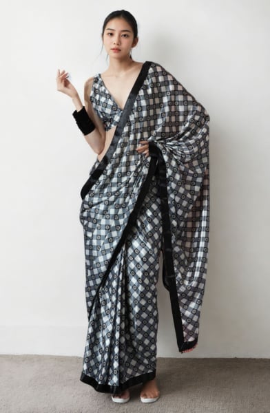 Black Digital Printed Party Wear Saree