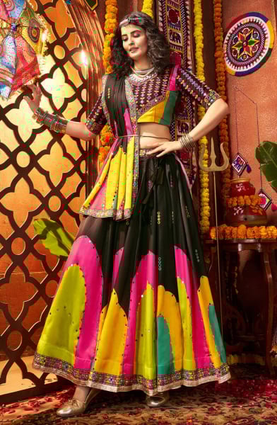 Black Gajji Silk Chaniya Choli for Festival