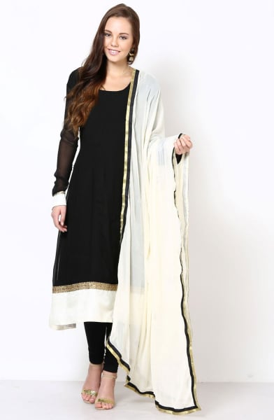 Black Georgette Plus Size Anarkali Suit