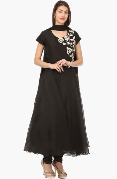 Black Georgette Plus Size Anarkali Suit