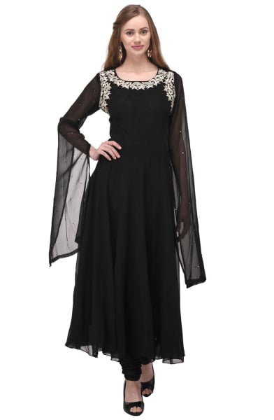 Black Georgette Plus Size Anarkali Suit
