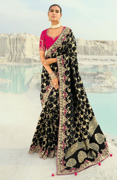 Black Heavy Embroidered Designer Saree