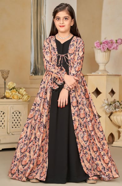 Black Kids Georgette Gown with Jacket