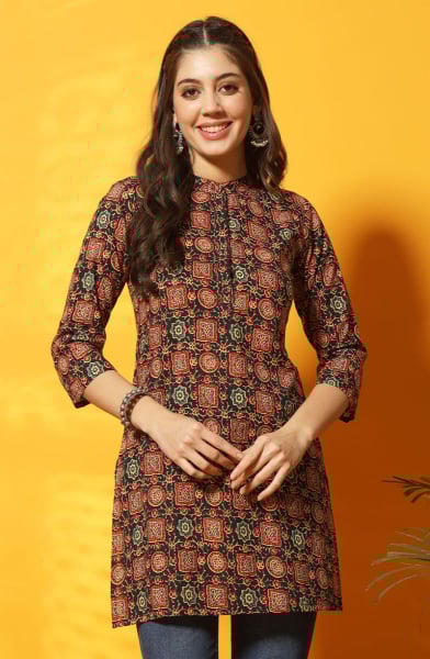 Black Printed Cotton Tunic