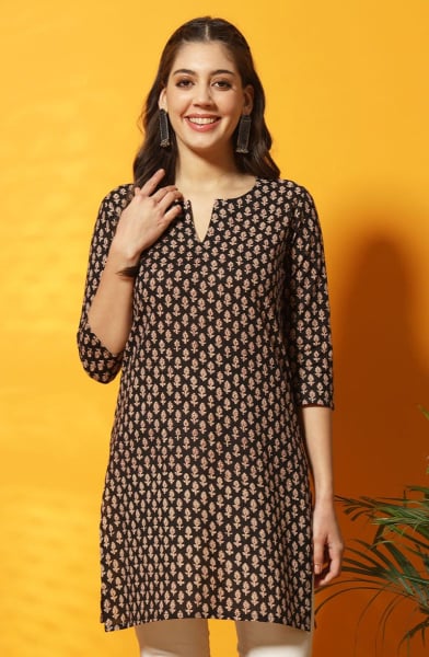 Black Printed Cotton Tunic