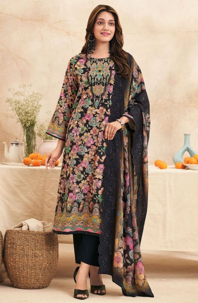 Black Printed Lawn Cotton Pant Kameez