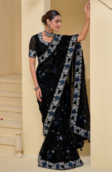 Black Pure Banarasi Tuscany Designer Saree