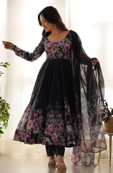 Black Readymade Anarkali Suit
