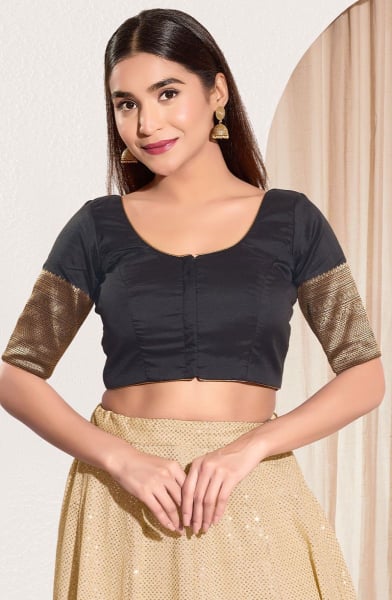 Black Taffeta Silk Blouse