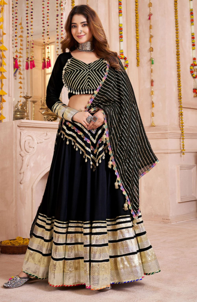 Black Viscose Cotton Chaniya Choli for Festival