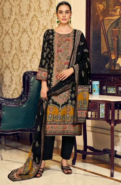 Black Viscose Muslin Plus Size Pant Kameez