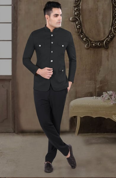 Black Wedding Wear Jodhpuri Suit