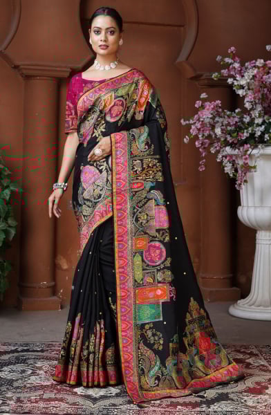 Black Woven Dola Silk Designer Saree