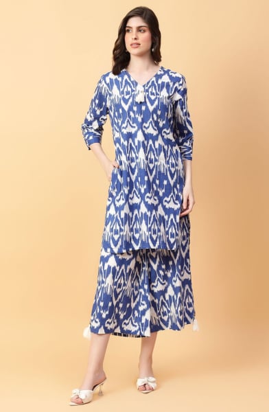 Blue Cotton Printed Co-Ord Set