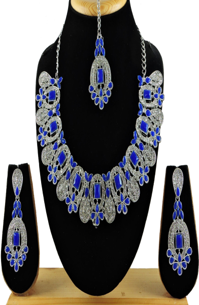 Blue Kundan Work Designer Necklace Set