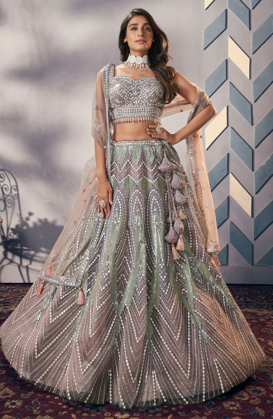 Blush Peach Heavy Net Designer Lehenga Choli Set