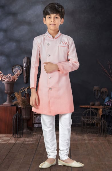 Blush Peach Silk Kids Indo Western