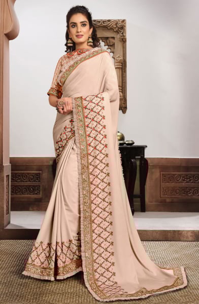Blush Pink Designer Party Wear Saree