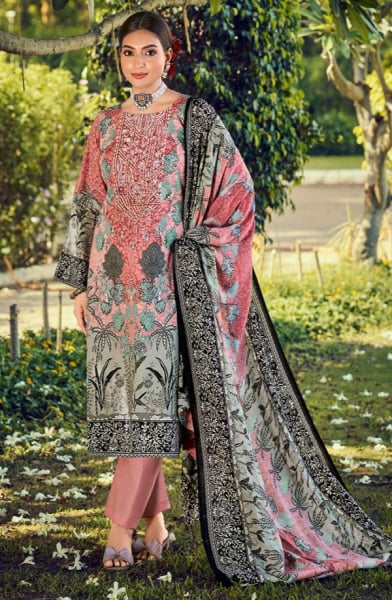 Blush Pink Digital Print Cotton Plus Size Suit