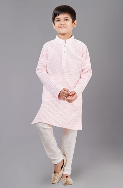 Blush Pink Georgette Kids Kurta Set