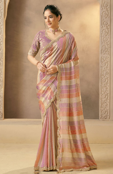 Blush Pink Heavy Embroidered Designer Saree