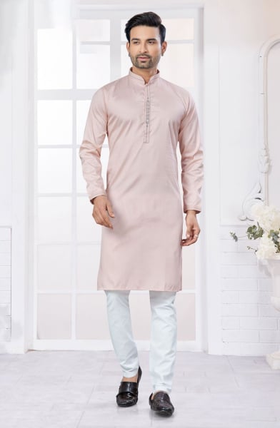 Blush Pink Pure Cotton Kurta Pyjama Set