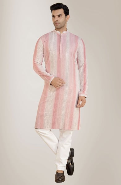 Blush Pink Sequined Rayon Kurta Set