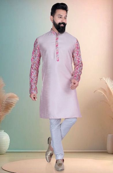 Blush Pink Silk Ceremonial Kurta Set