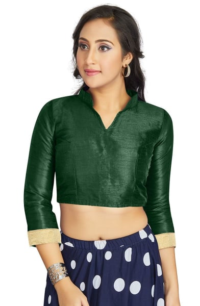 Bottle Green Art Silk Blouse