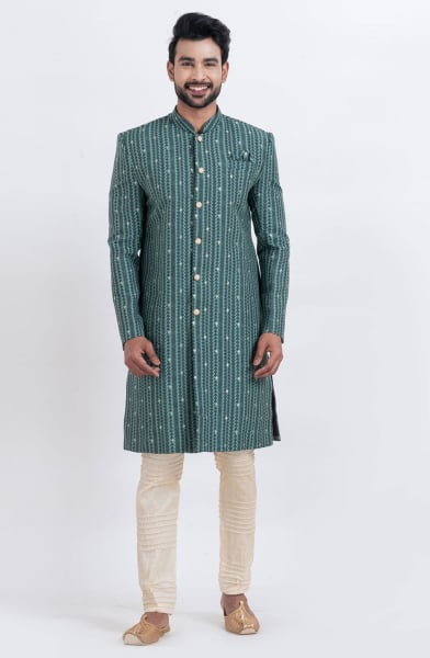 Bottle Green Heavy Designer Indo Western Outfit