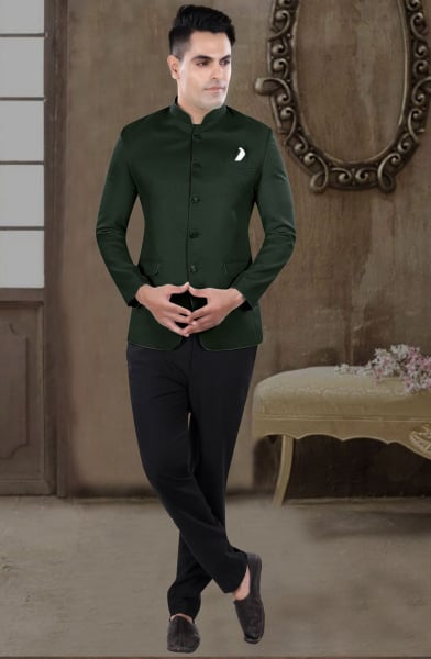 Bottle Green Wedding Wear Jodhpuri Suit