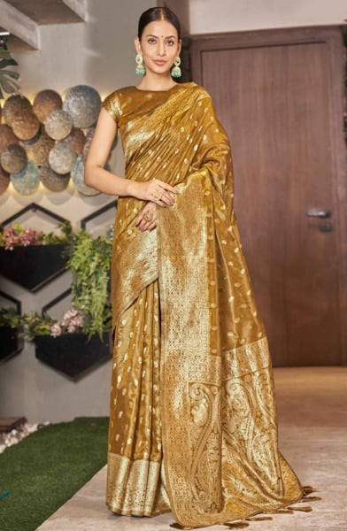 Bronze Gold Woven Silk Saree