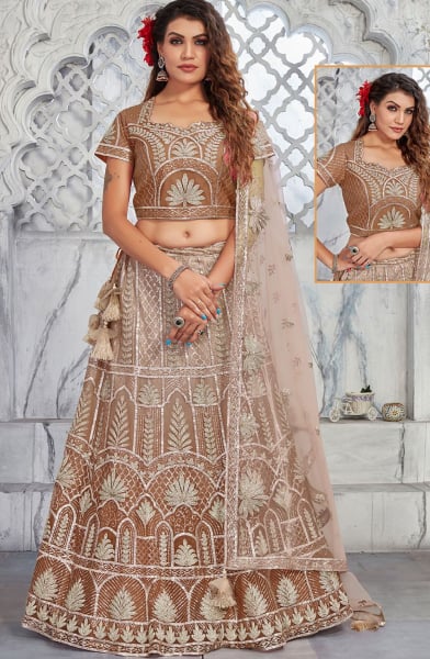 Brown Readymade Designer Lehenga Choli Set