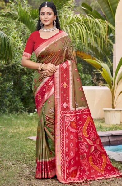 Brown Silk Woven Work Saree