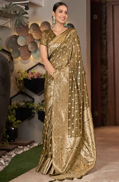 Brown Woven Silk Saree