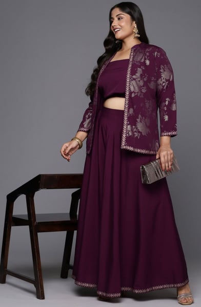 Burgumdy Plus Size Co-Ord Set