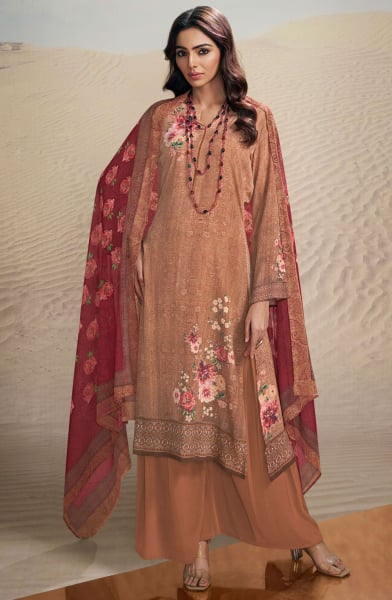 Cantaloupe Digital Print Crepe Palazzo Kameez