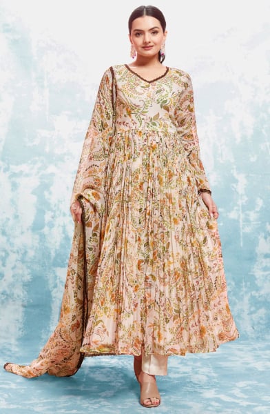 Ceram Georgette Readymade Anarkali Suit