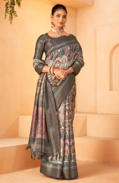 Charming Grey Jacquard Silk with