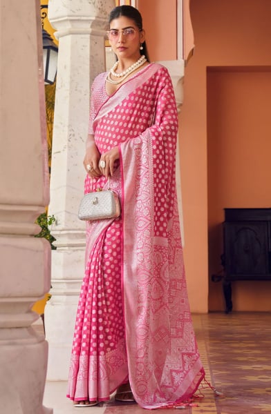 Cherry Pink Georgette Saree for Party