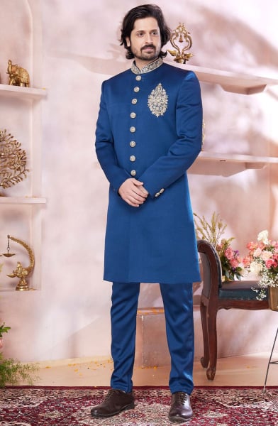 Cobalt Blue Handwork Designer Sherwani