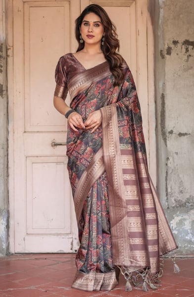 Coffee Brown Banarasi Silk Saree