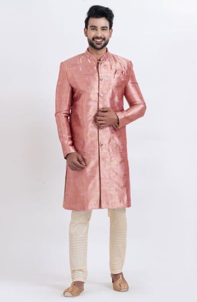 Coral Peach Heavy Designer Indo Western Outfit