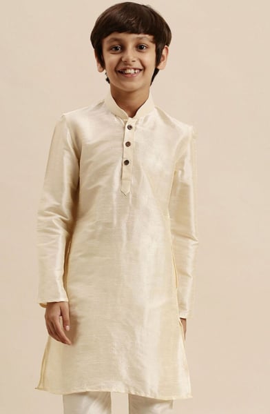 Cream Dupion Silk Boys Kurta