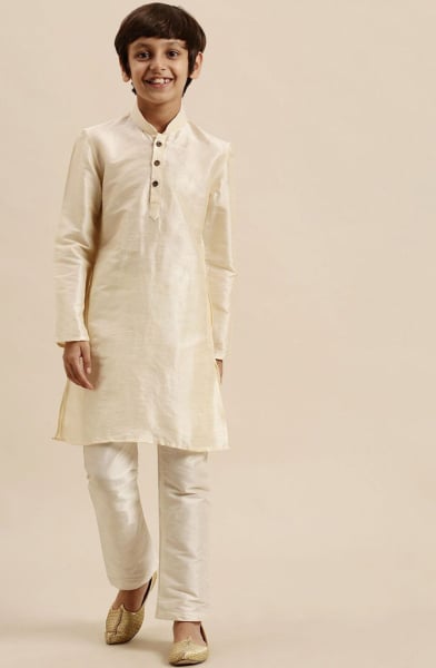 Cream Dupion Silk Boys Kurta Set